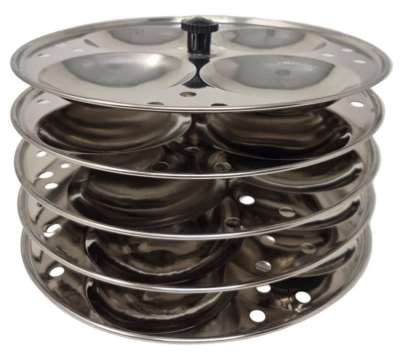 T TABAKH Tabakh Stainless Steel 5-Rack Idli Stand, Medium, Silver - Image 1